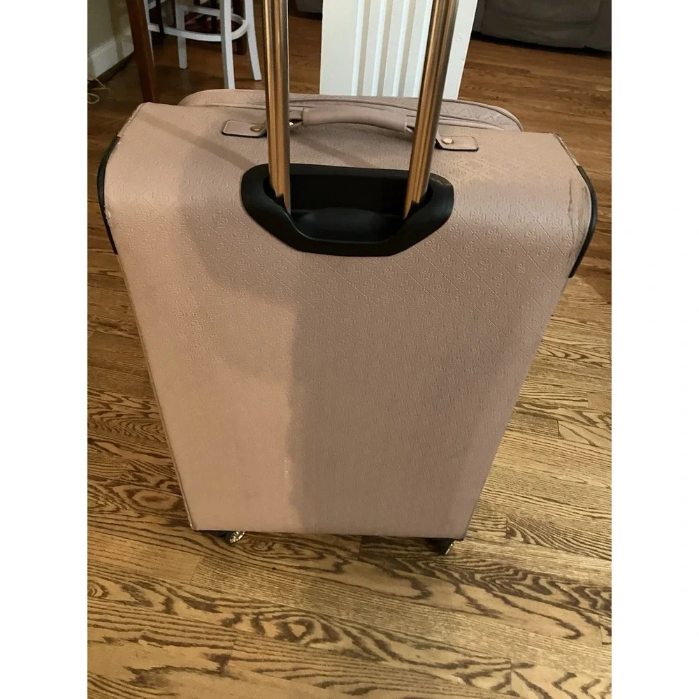 GUESS Nanette Rolling LrgSuitcase Rose Color Metallic Logo Print Travel Luggage